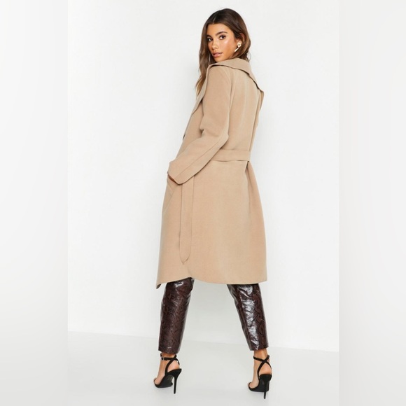 Camel Light Tan Soft Belted Trench Coat - Picture 4 of 12